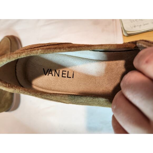 VANELi Tan Suede Loafers Size 6M Rhinestone Strap Slip-On Flat‎ Shoes - Picture 3 of 8